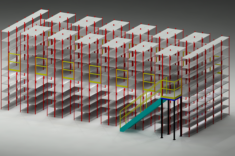 Rendering of a Shelving Supported Mezzanine